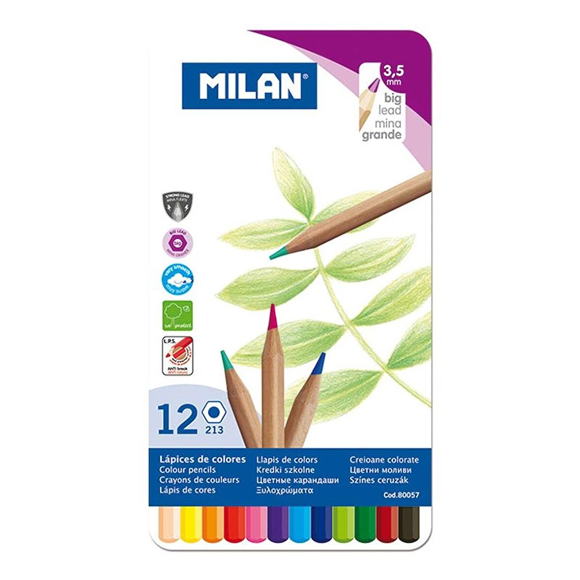 MILAN 80057 COLOURS METAL KURU BOYA KALEMİ - 12 Lİ