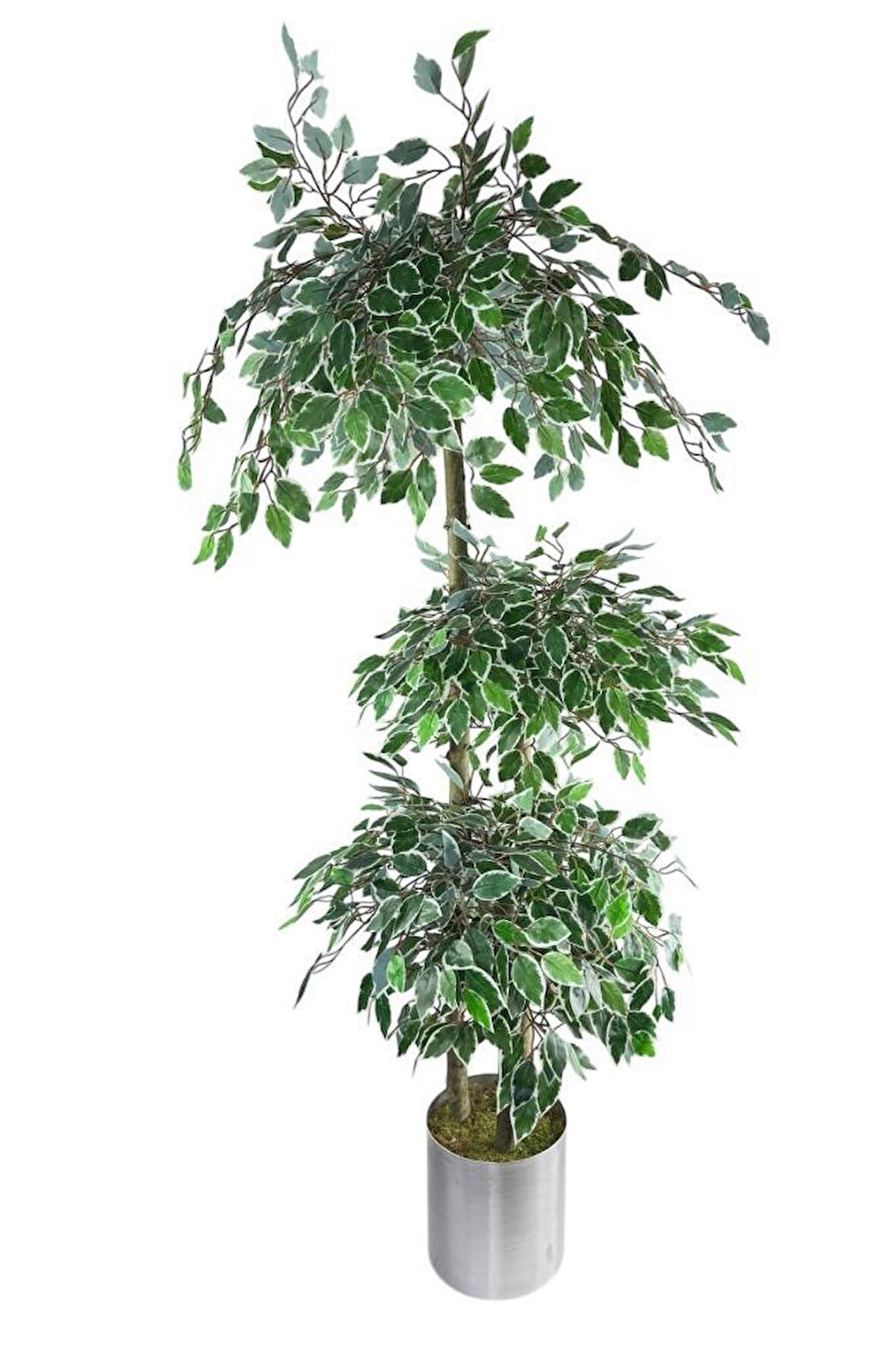 Yapay Ağaç 3 Katlı Yeşil-Beyaz Benjamin 180cm Yapay Çiçek Dekoru