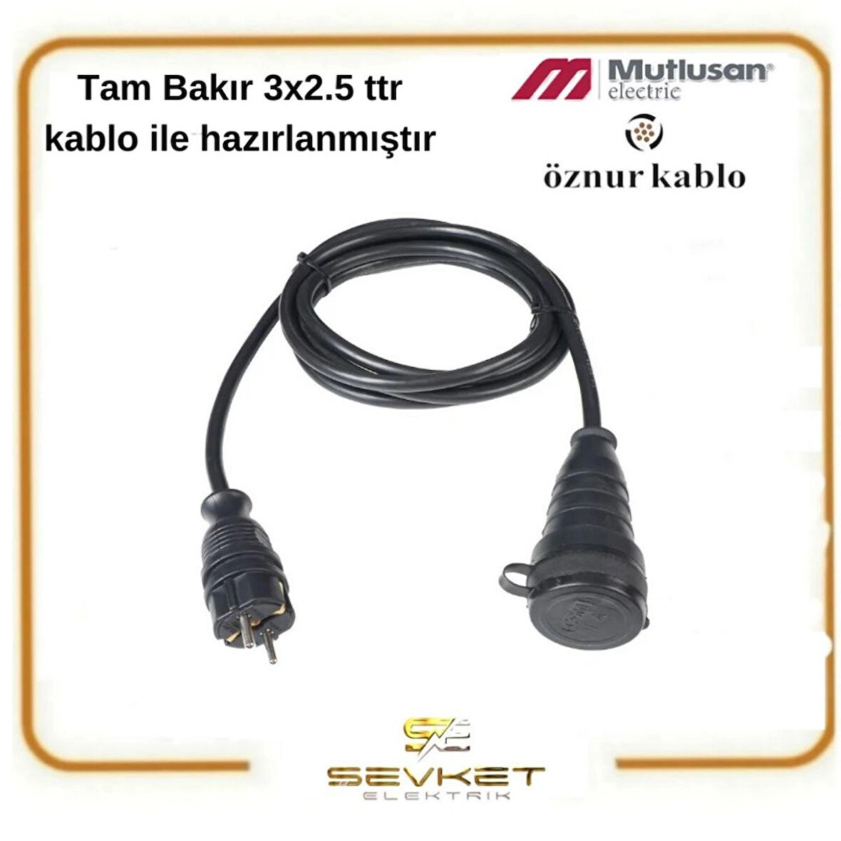 Mutlusan Tekli Kauçuk 5 Metre 3x2.5 TTR Kalın Kablolu Uzatma Kablosu