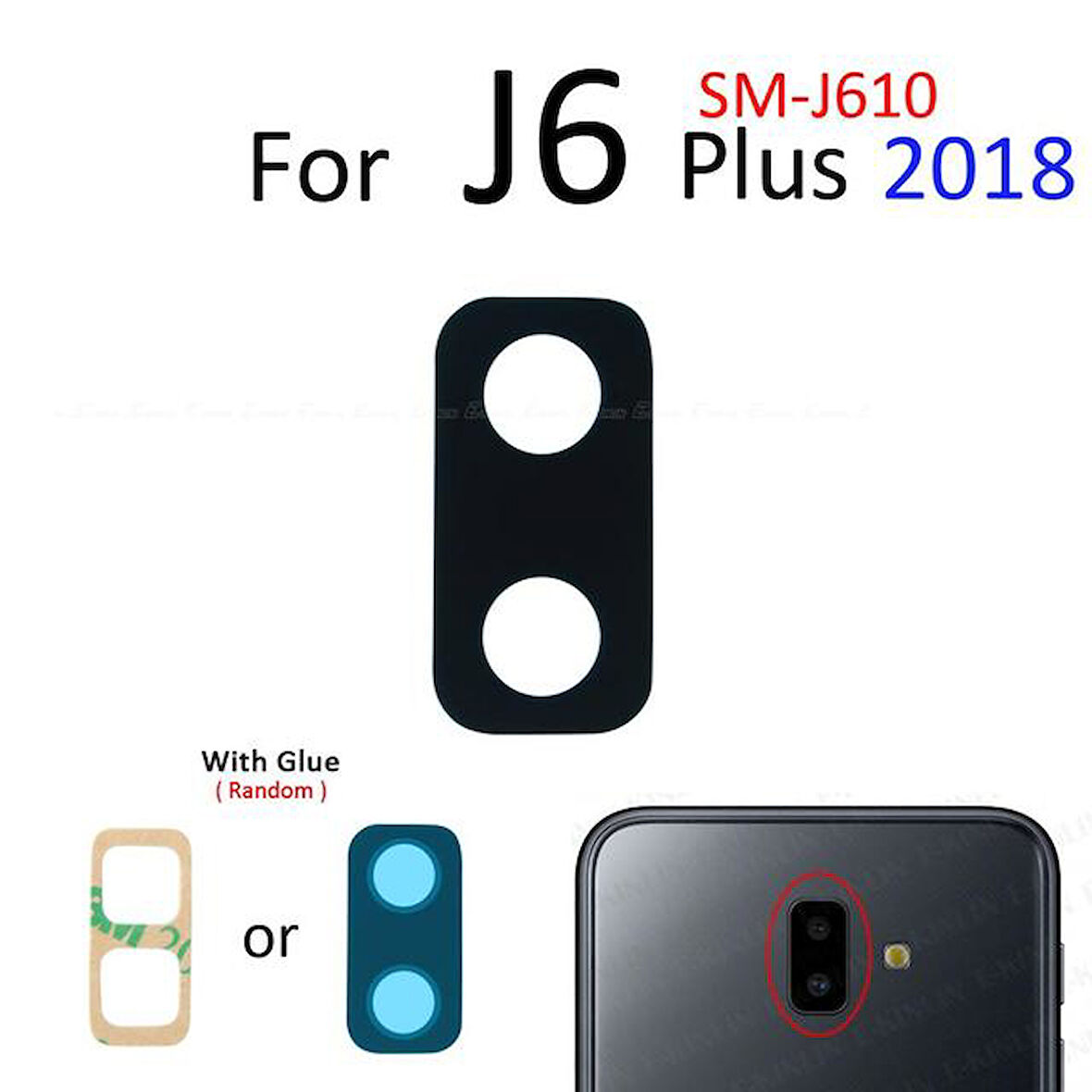Tkgz Samsung Galaxy J6 PLUS Arka Kamera Camı Lens Yapışkanlı