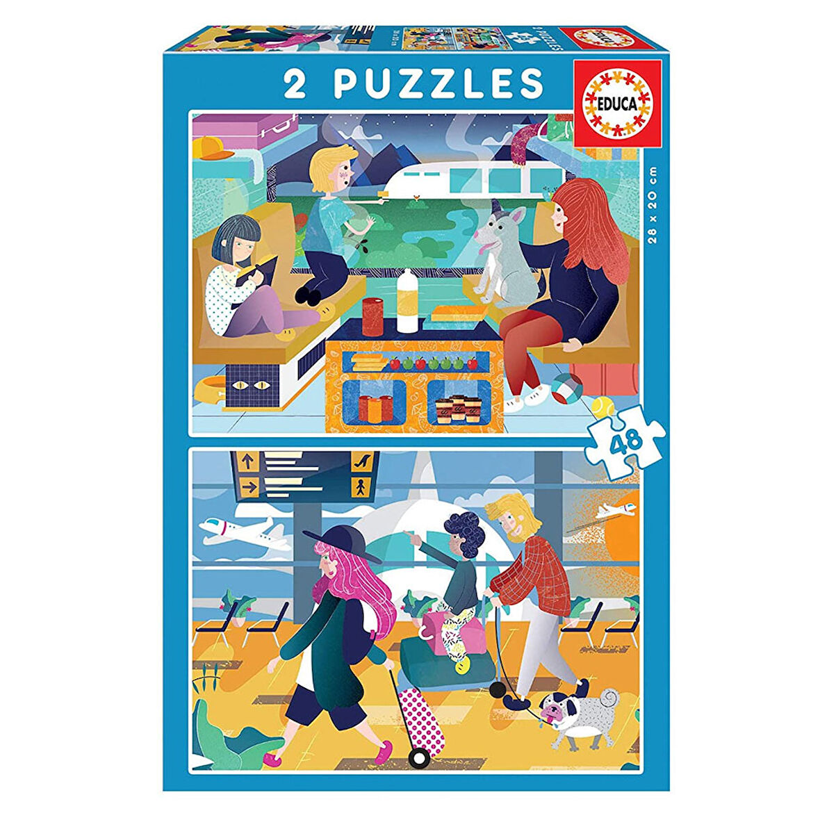 Educa Ahşap Puzzle 2X48 Havaalanı ve Tren 18604