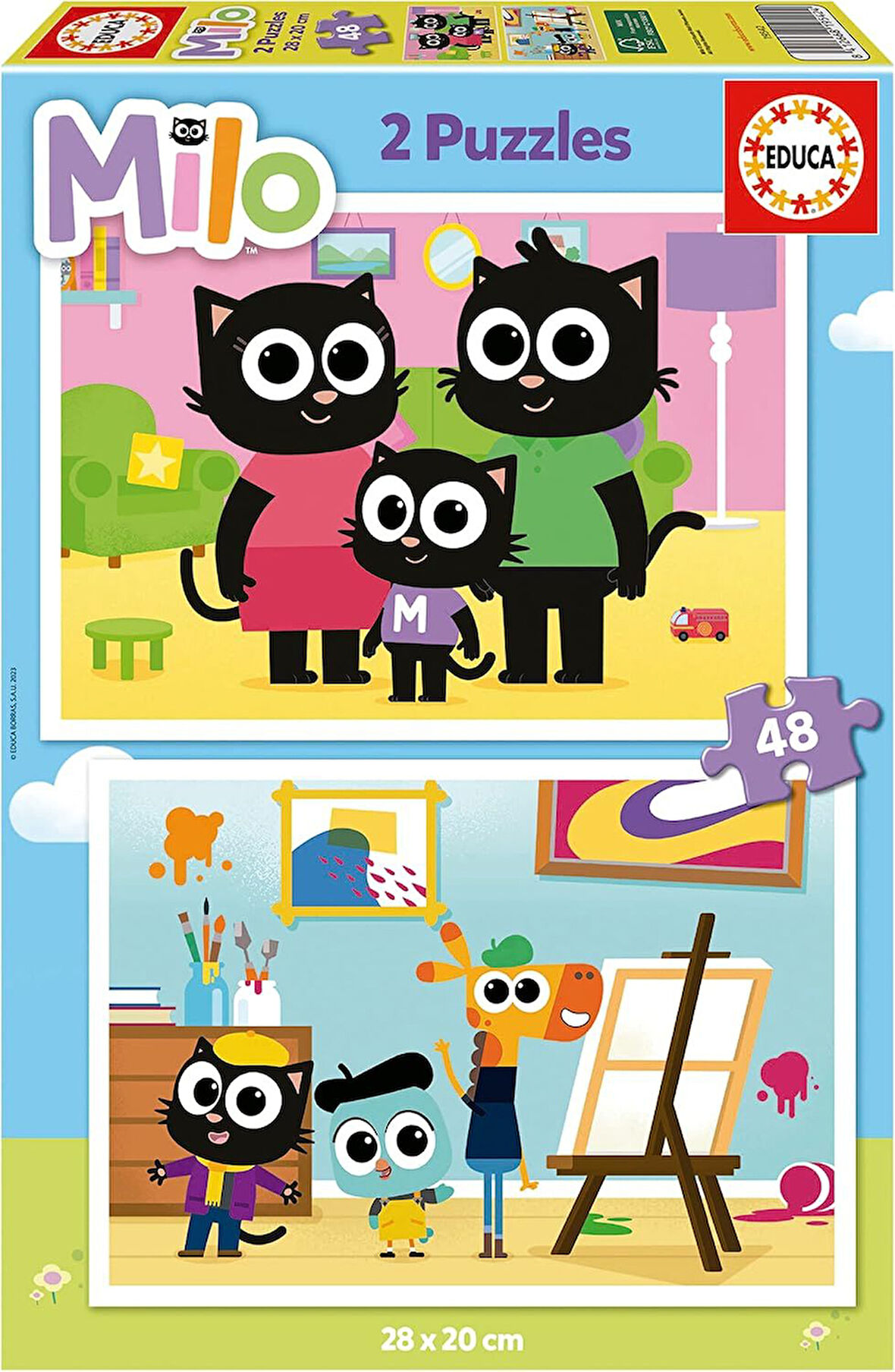 Educa 4-6 Yaş 2x48 Parça Milo Puzzle - Kız ve Erkek Çocuk Karton Puzzle