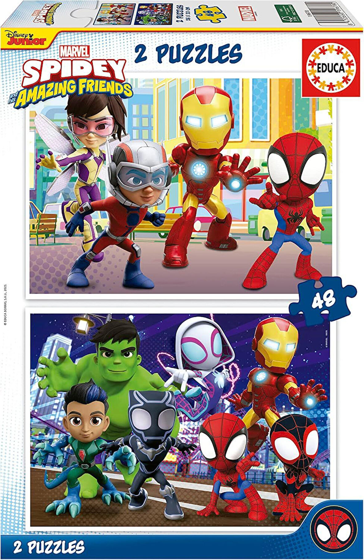 Educa 4-6 Yaş 2x48 Parça Erkek Çocuk Spidey ve İnanılmaz Arkadaşları Puzzle - Karton Eğitici Puzzle