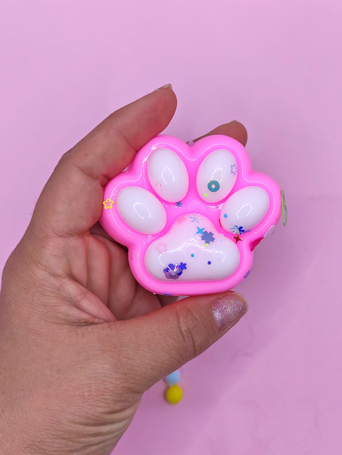Pati Taba Squishy Kedi Pati Sıkma 7 cm Pullu Pati Sukuşi - Pembe