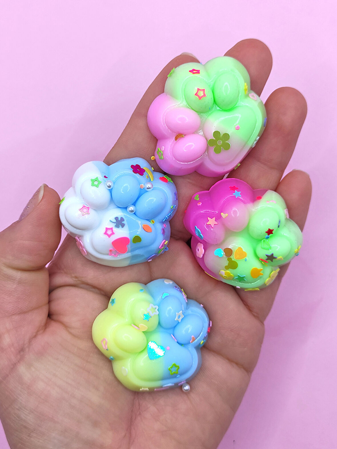 Mini Pati Taba Squishy Kedi Pati Sıkma 3,5 cm Pullu Pati Sukuşi - 4 adet