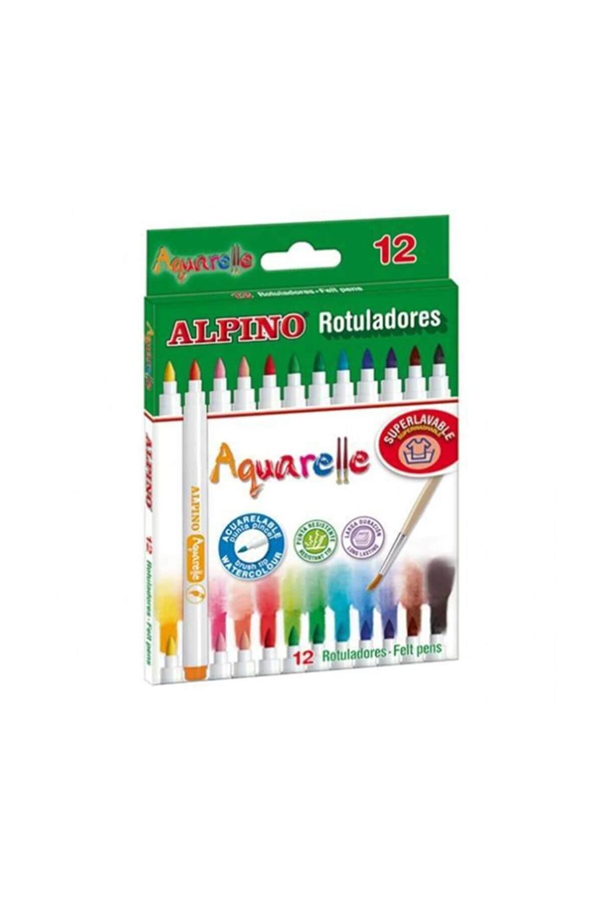 Alpino Aquarelle 12 Renk Fırça Uçlu Keçeli Kalem Ar-160