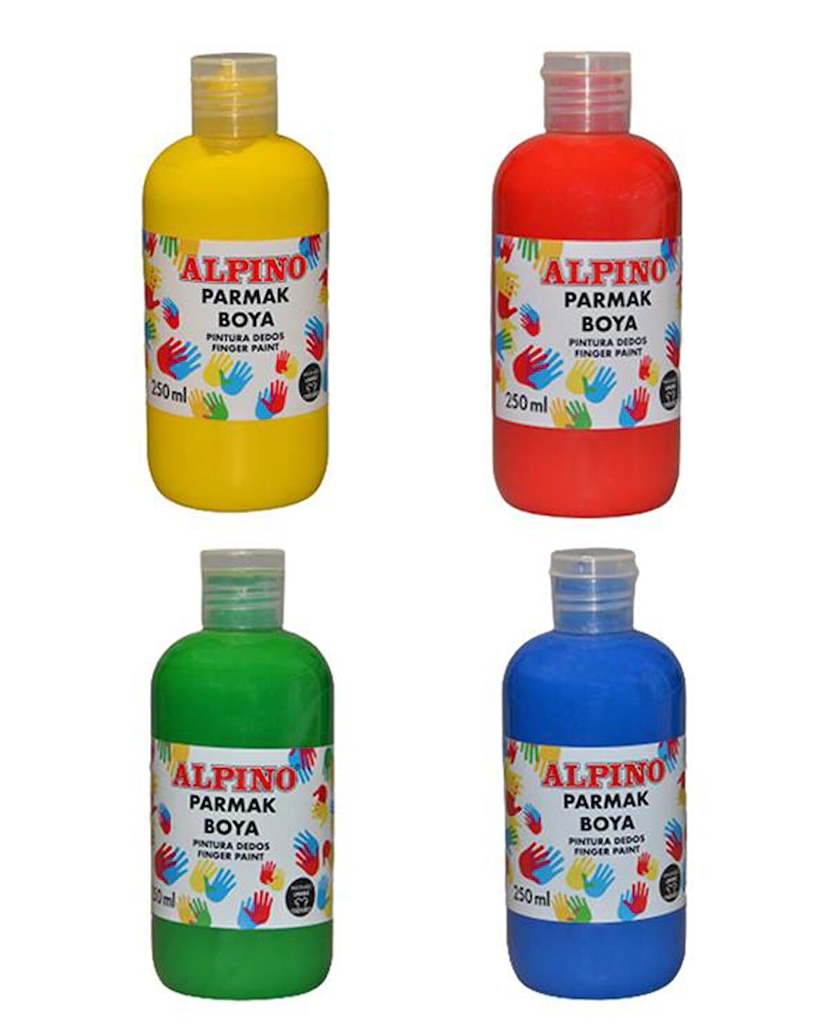 Alpino Parmak Boyası Kırmızı Mavi Yeşil Sarı 250ml Set