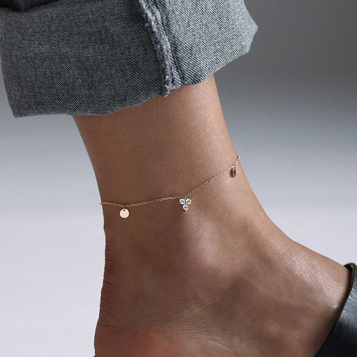 Pullu Üç Taşlı Halhal