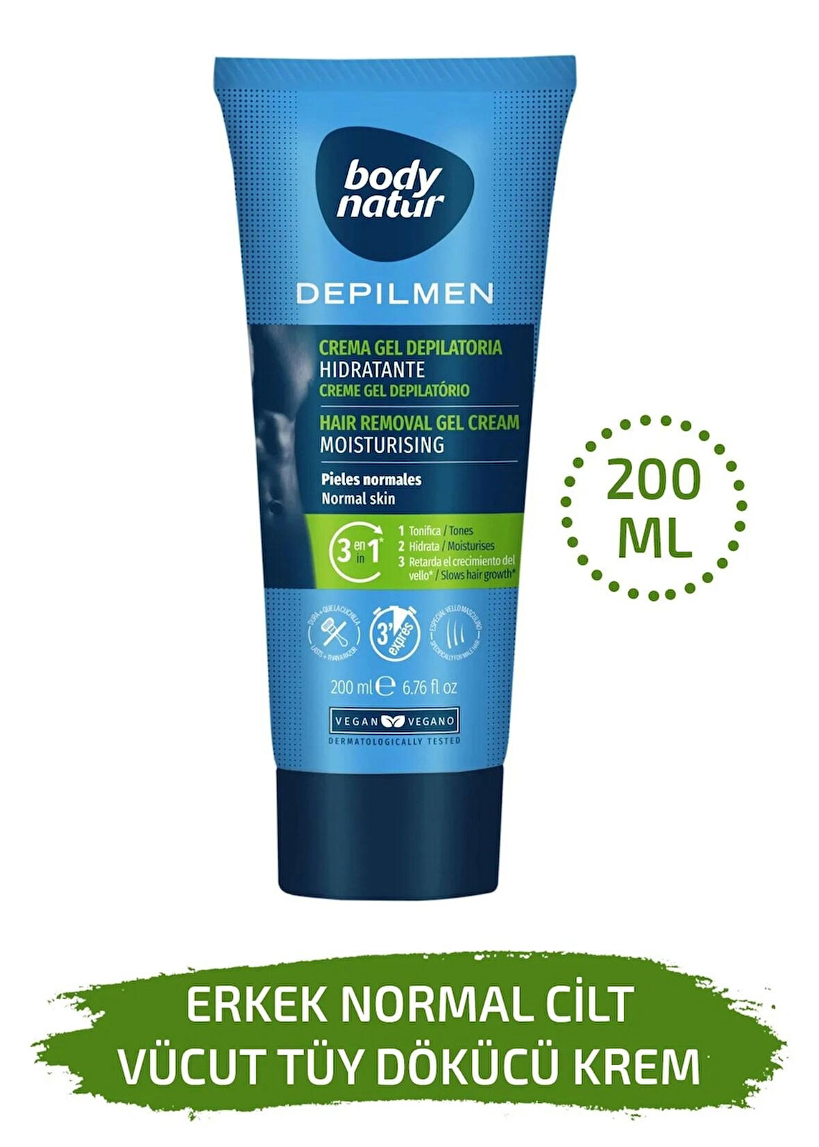 Body Natur Normal Ciltli Erkekler Için Vücut Tüy Dökücü Krem - Hair Removal Cream Normal 200ml