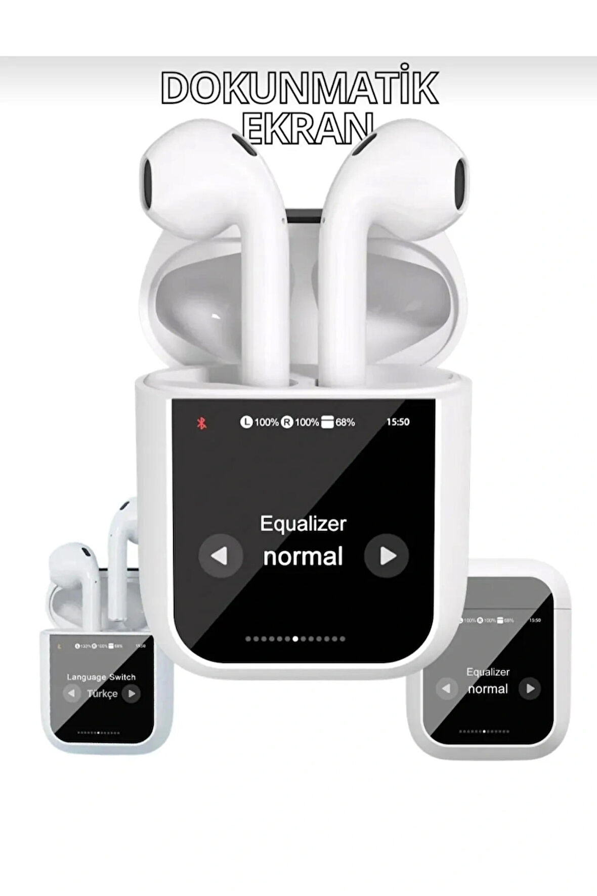 Airpod pro 2.Nesil Dokunmatik ekranlı,Kablosuz Bluetooth Kulaklık özelleştirilmiş ekran 3D ses