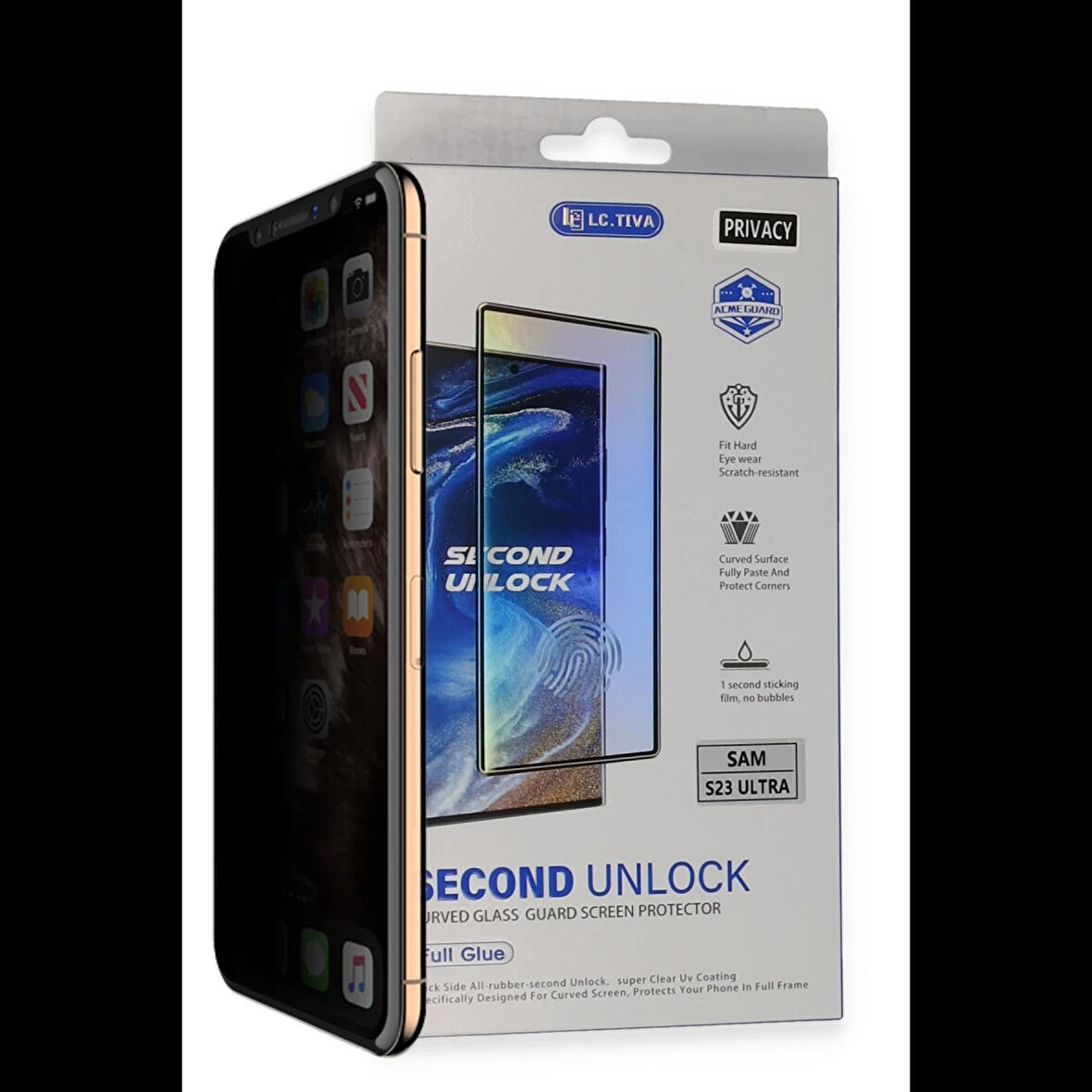 Newface Samsung Uyumlu Galaxy S23 Ultra Durable Full Glue Curved Hayalet Cam