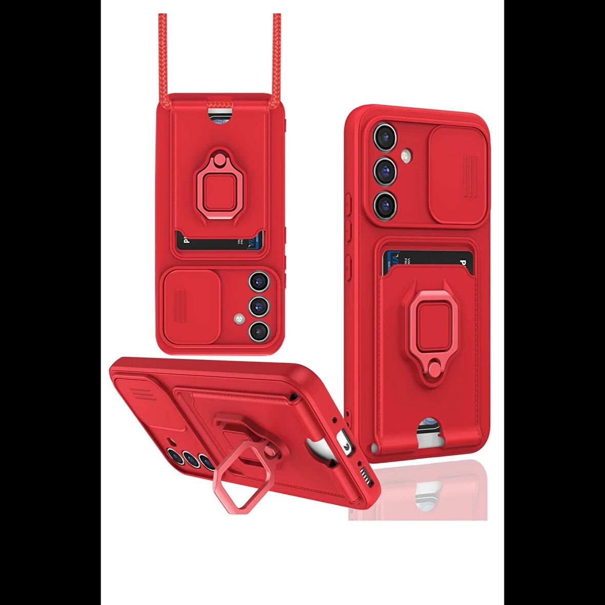 Newface Samsung Uyumlu Galaxy A36 Kılıf Zuma Kartvizitli Yüzüklü Silikon