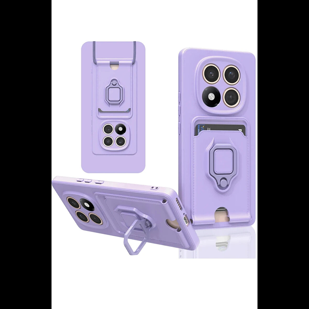 Xiaomi Uyumlu Redmi Note 14 Pro 4G Kılıf Zuma Kartvizitli Yüzüklü Silikon