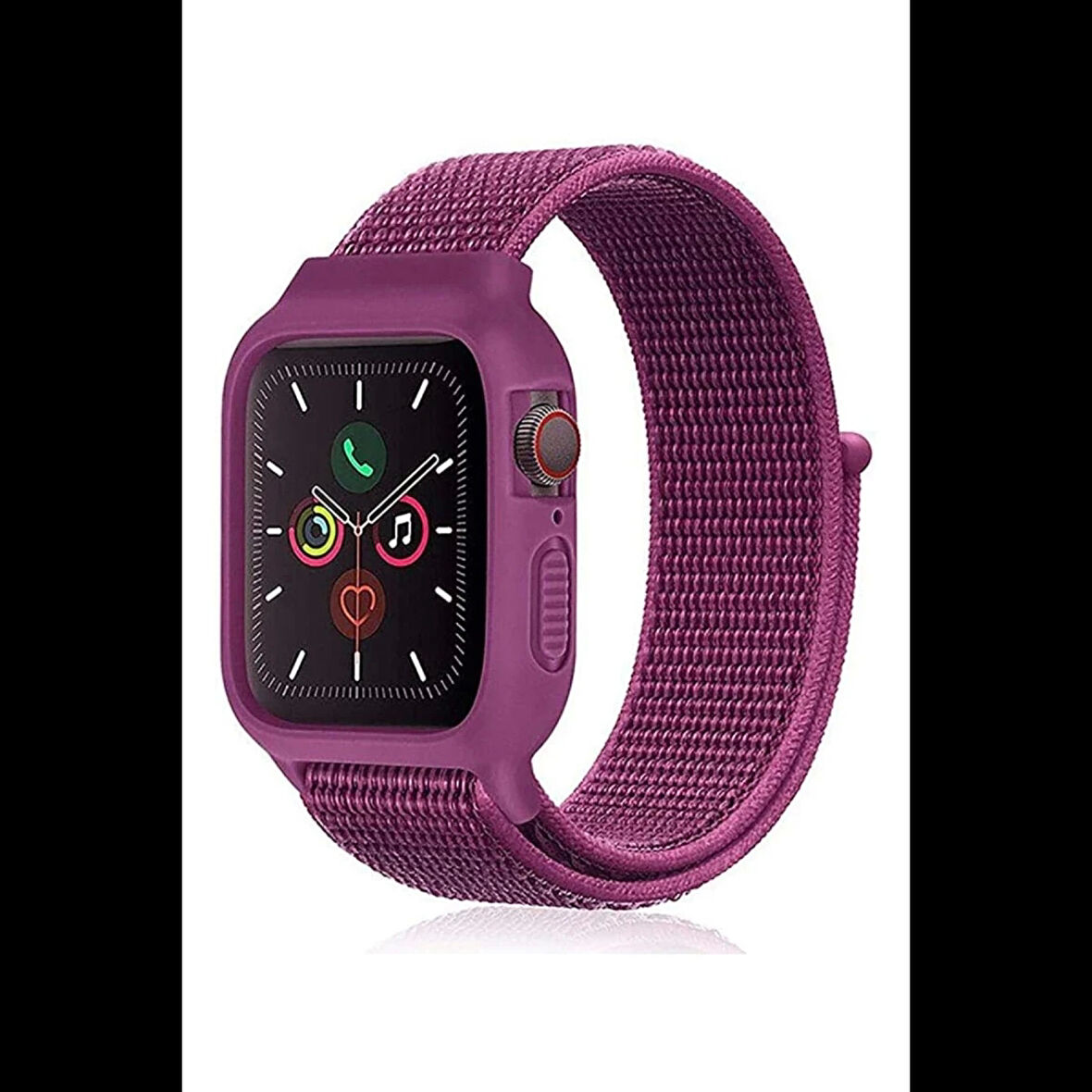 Newface Apple Uyumlu Watch 38mm Hasırlı Cırtcırtlı Kasalı Kordon