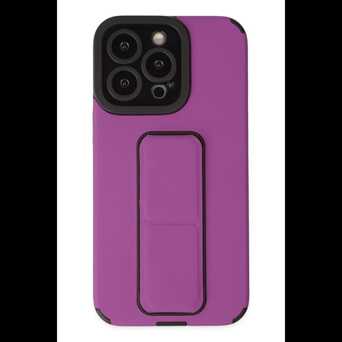 Newface iPhone 13 Pro Kılıf Mega Standlı Silikon - Mor