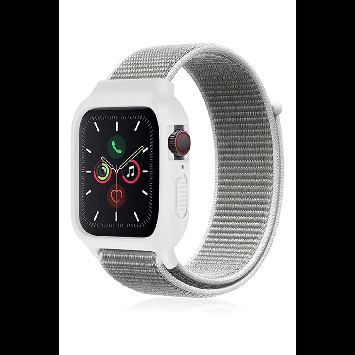 Newface Apple Uyumlu Watch 38mm Hasırlı Cırtcırtlı Kasalı Kordon
