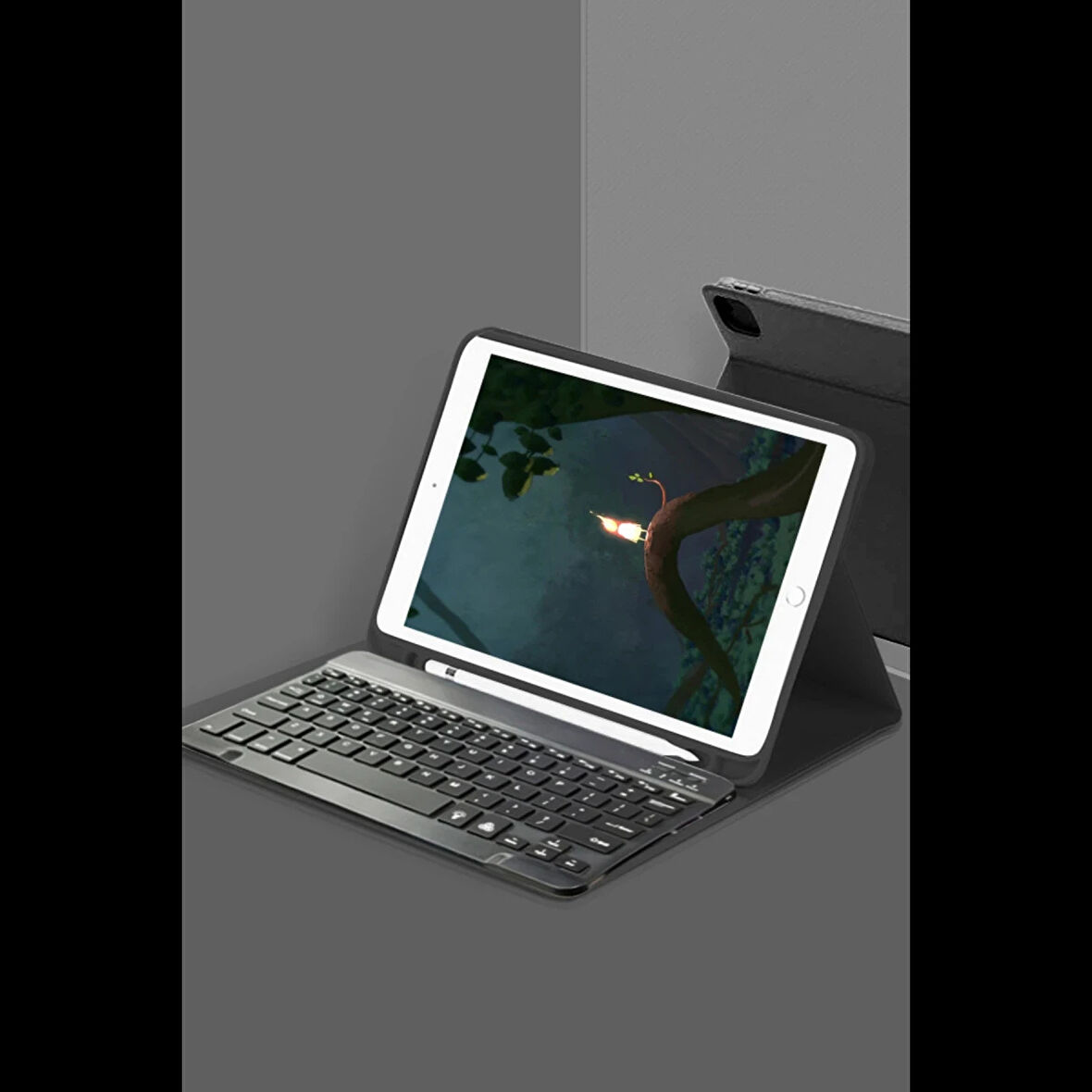 Newface Samsung Uyumlu Galaxy T220 Tab A7 Lite Kılıf KC01 Smart Klavyeli Tablet Kılıfı - Siyah