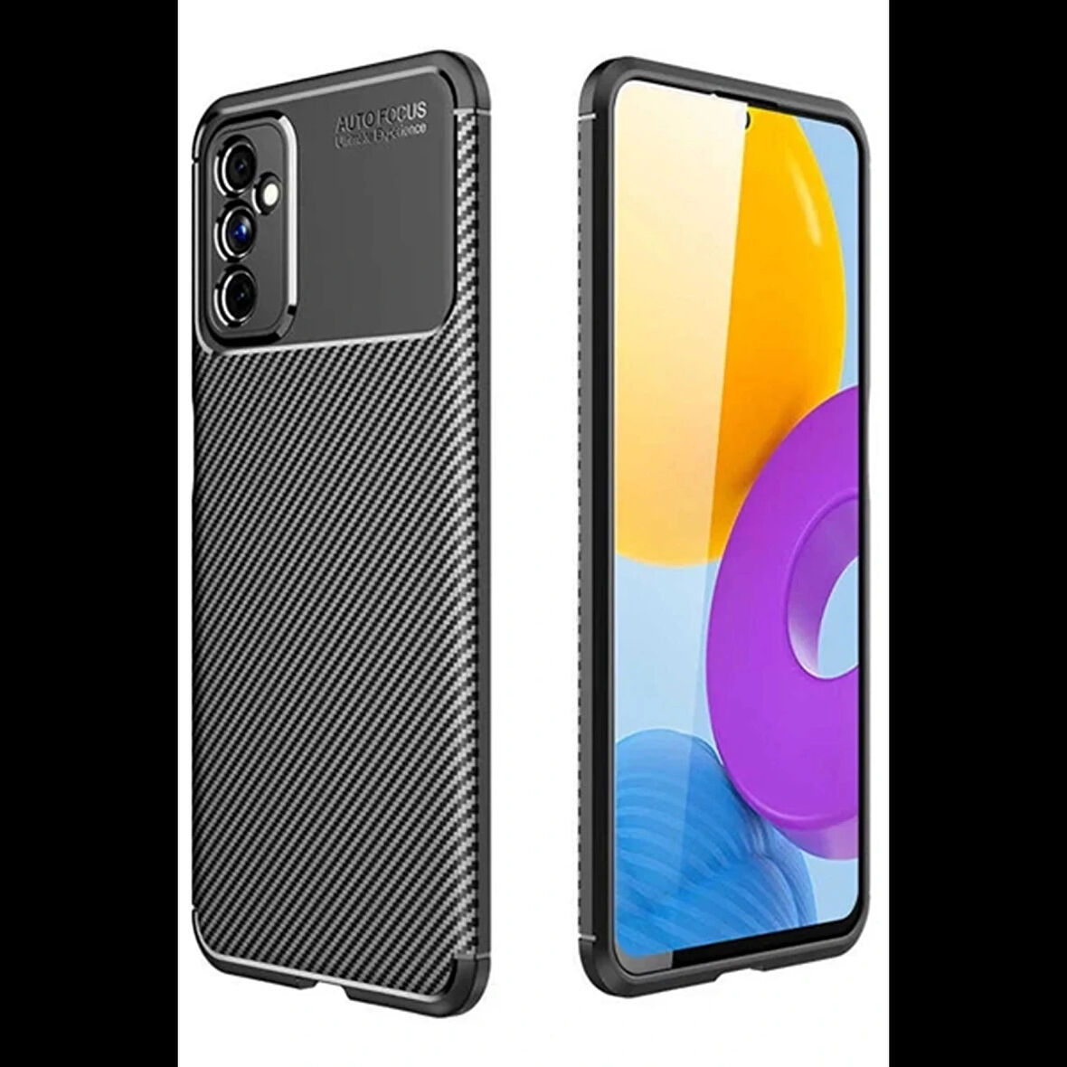 Newface Samsung Galaxy M52 5G Kılıf Auto Focus Karbon Kapak - Siyah