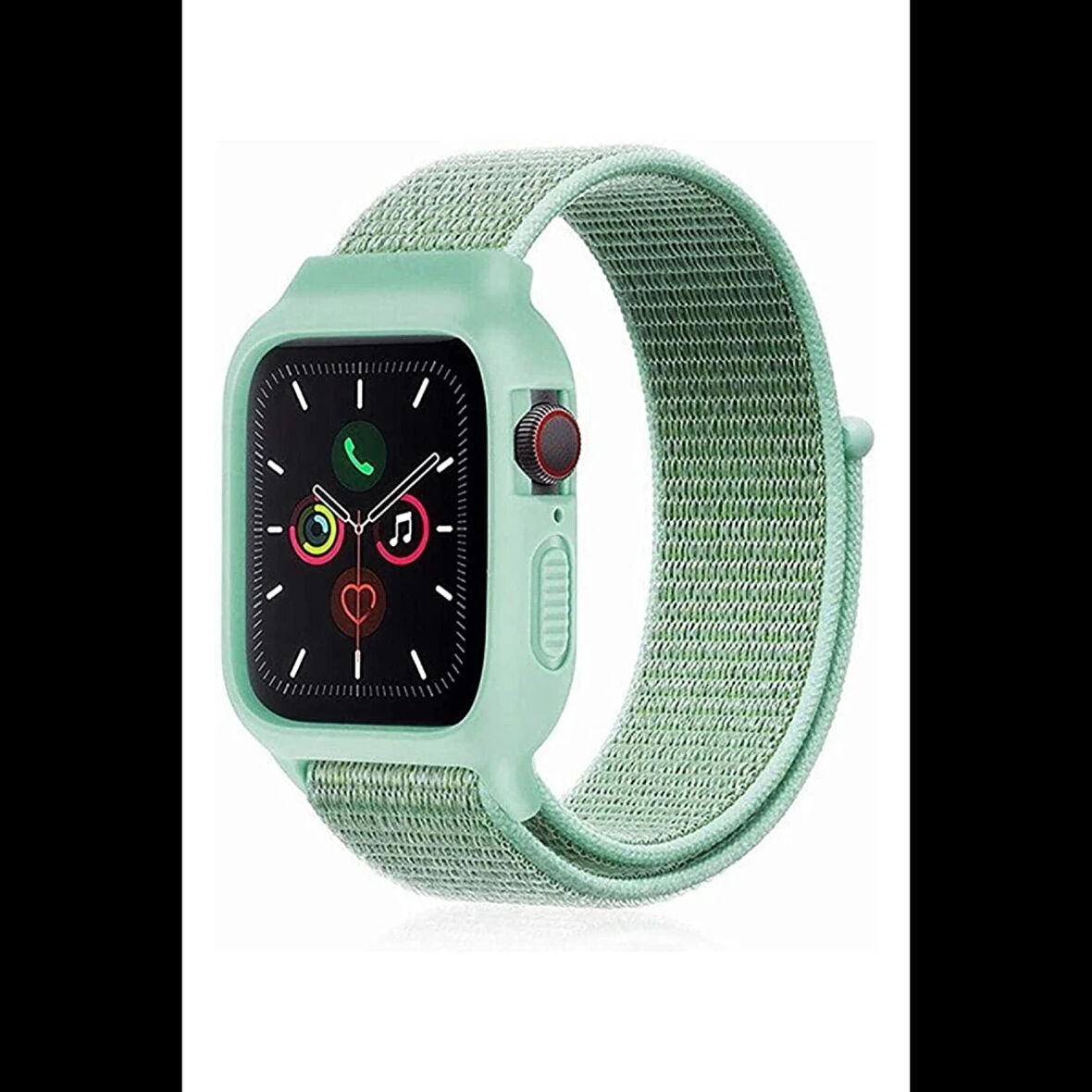 Newface Apple Watch 38mm Hasırlı Cırtcırtlı Kasalı Kordon