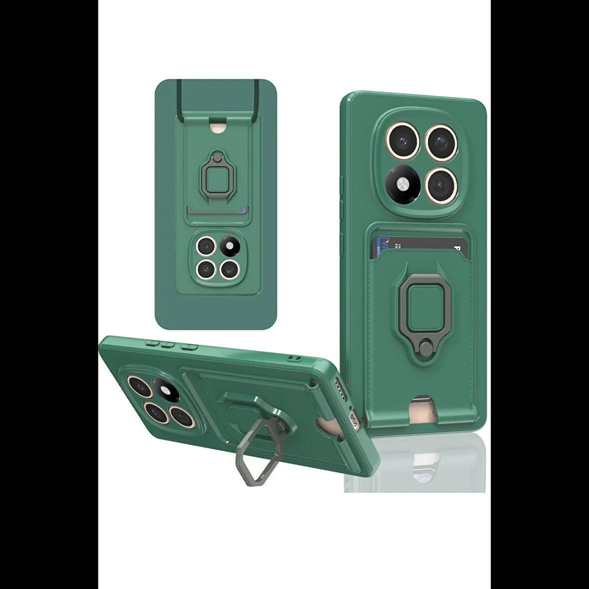 Xiaomi Uyumlu Redmi Note 14 Pro 4G Kılıf Zuma Kartvizitli Yüzüklü Silikon