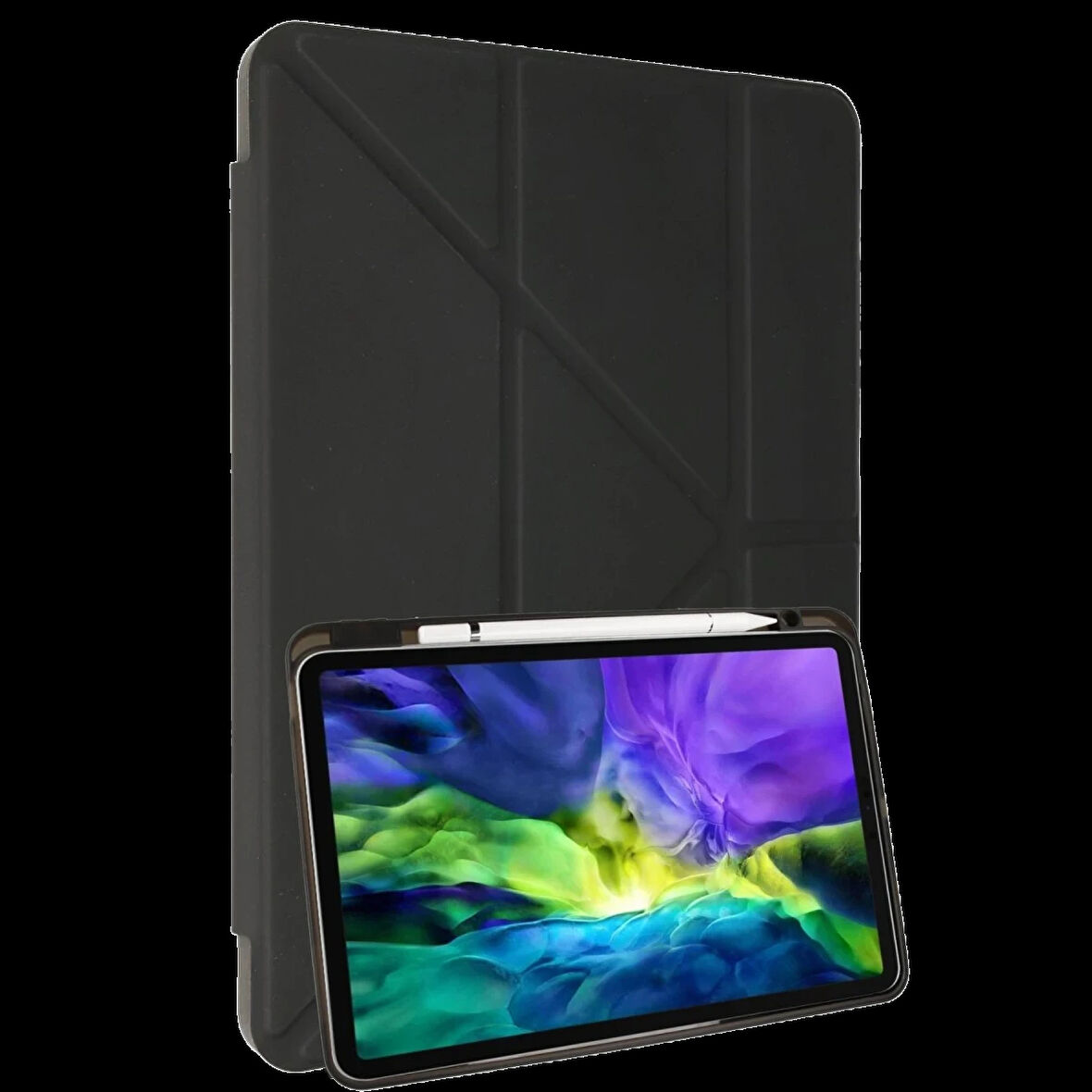 Newface iPad 10.2 (8.nesil) Kılıf Kalemlikli Mars Tablet Kılıfı - Koyu Gri