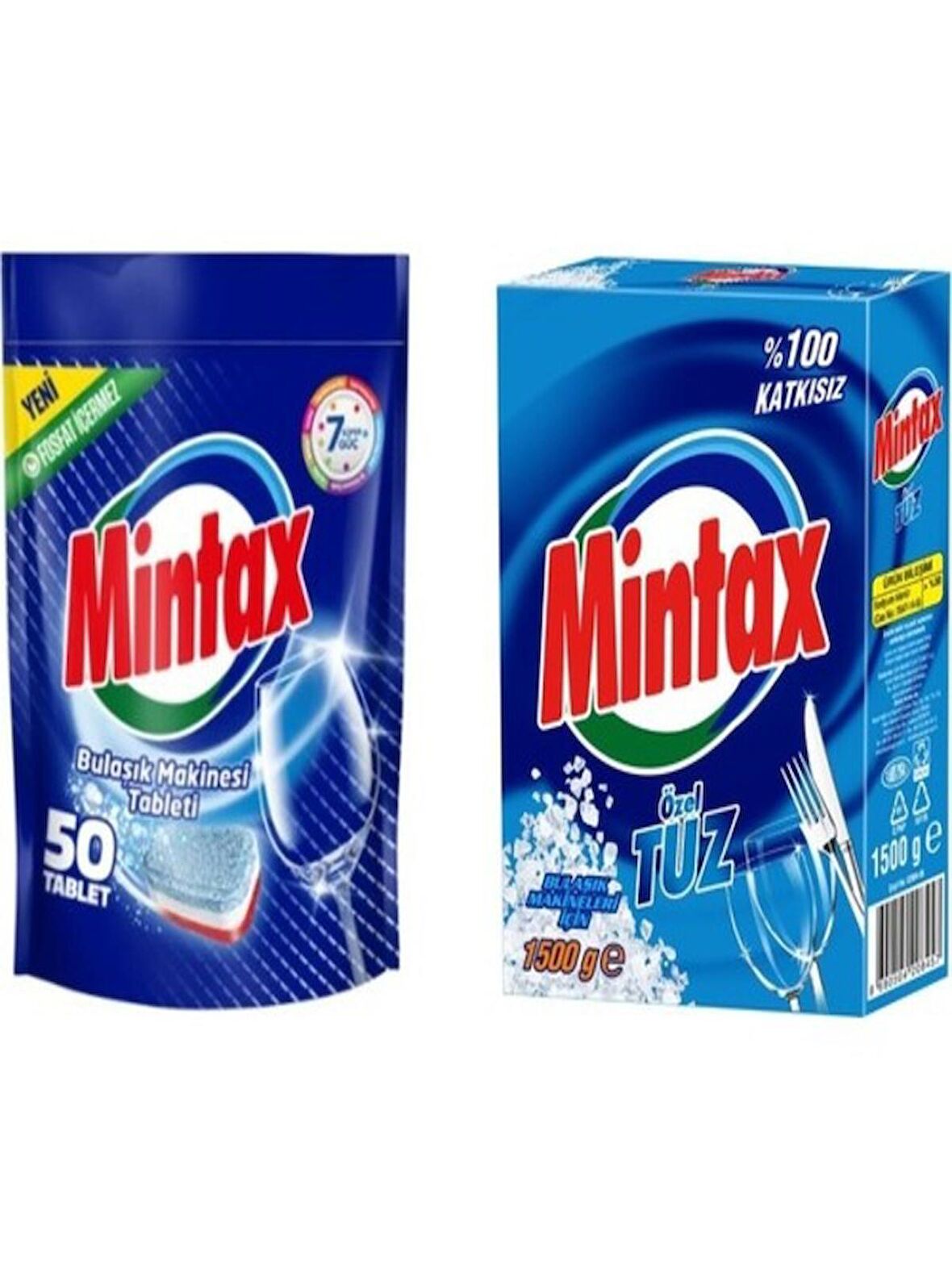 Mintax Bulaşık Tableti 50'li + Mintax Bulaşık Makinesi Tuzu 1.5 kg