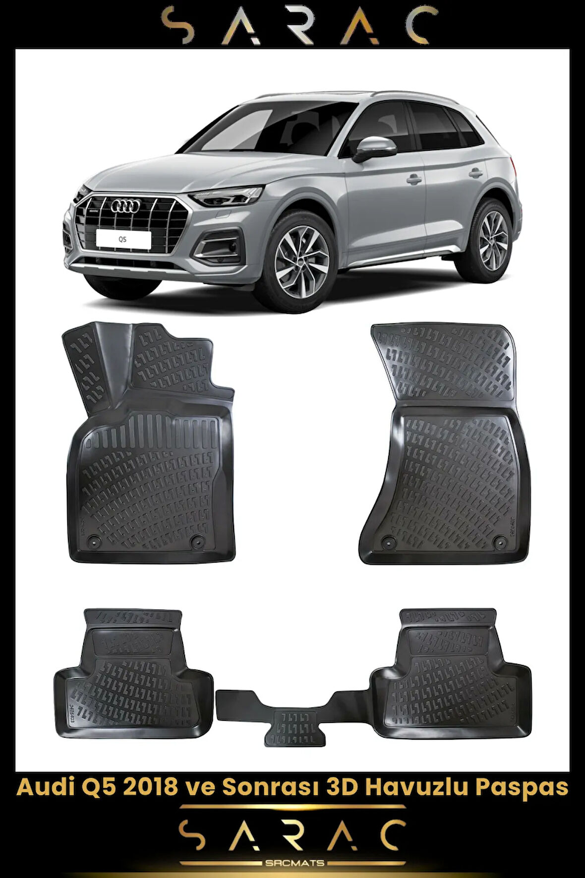 Audi Q5 2023 Model Araca Özel 3d Havuzlu Paspas