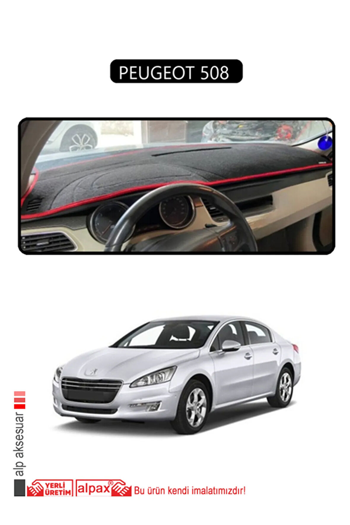 Peugeot 508 Torpido Koruma  Halısı -  Siyah Kenar
