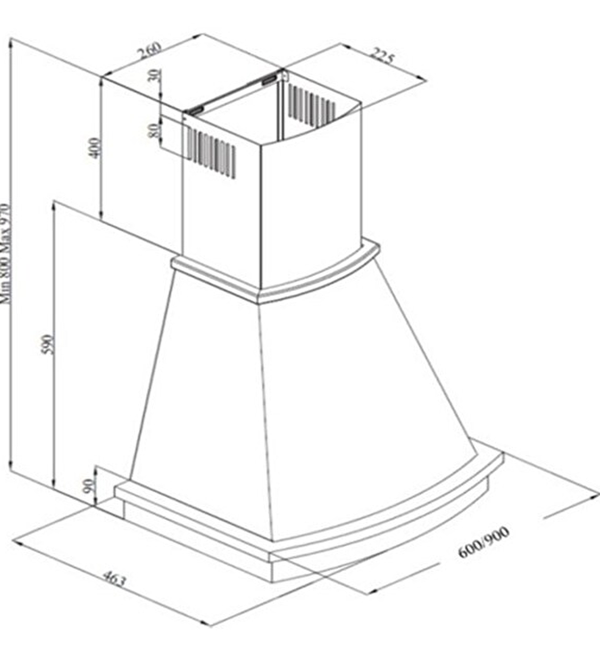 Teka BG670 Krem Duvar Tipi Davlumbaz