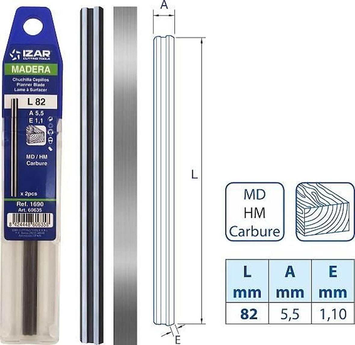 İzar Planya Bıçağı 82 mm 1 Çift