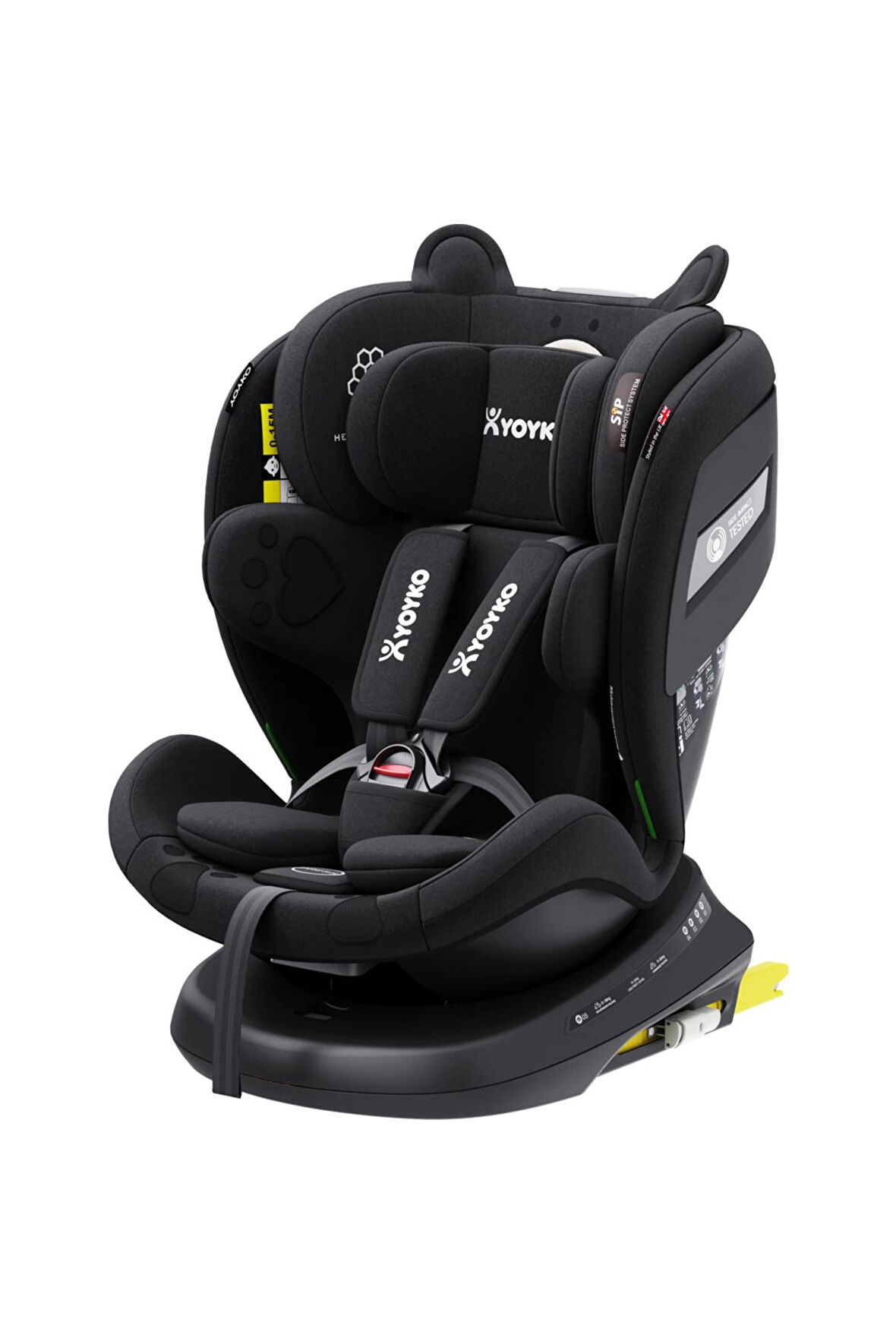 Yeni Bear 360 ° Dönebilir Yatabilir i-Size 0-36 Kg OtoKoltuğu ISOFIX/SIP/LATCH Siyah