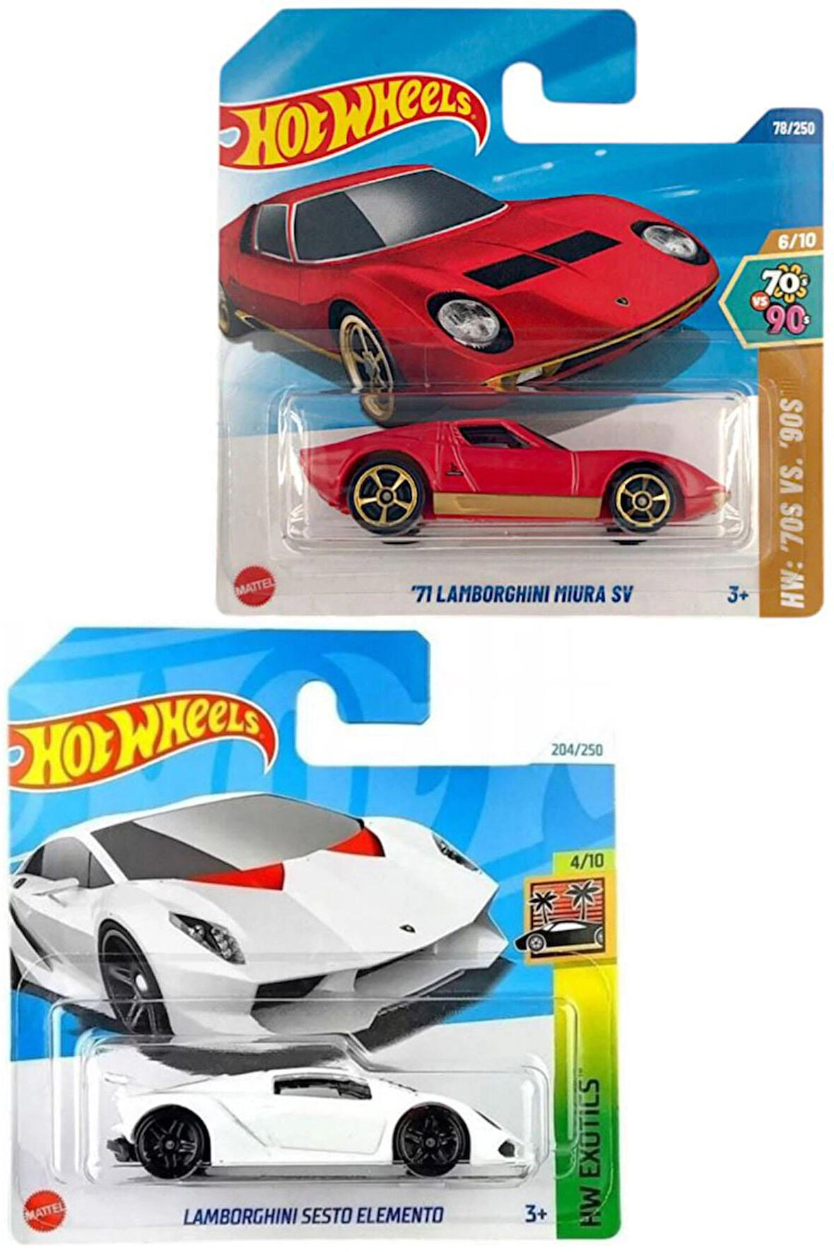 2 Araç Lamborghini Set - Hot Wheels Lamborghini Sesto Elemento & '71 Lamborghini Miura (1/64)