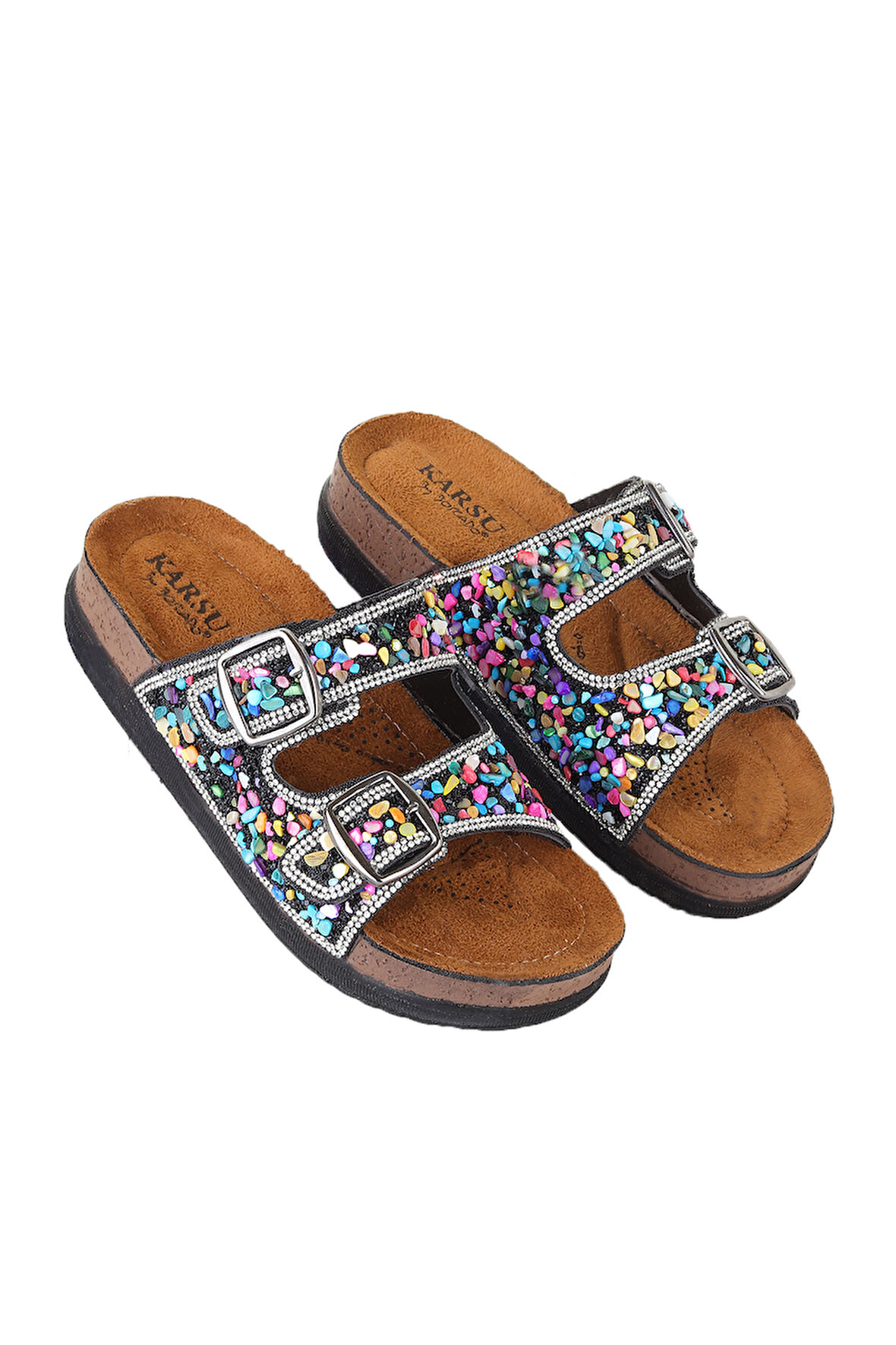 Vojo Guca Ortopedik Doğal Taşlı Çift Tokalı Kadın Terlik