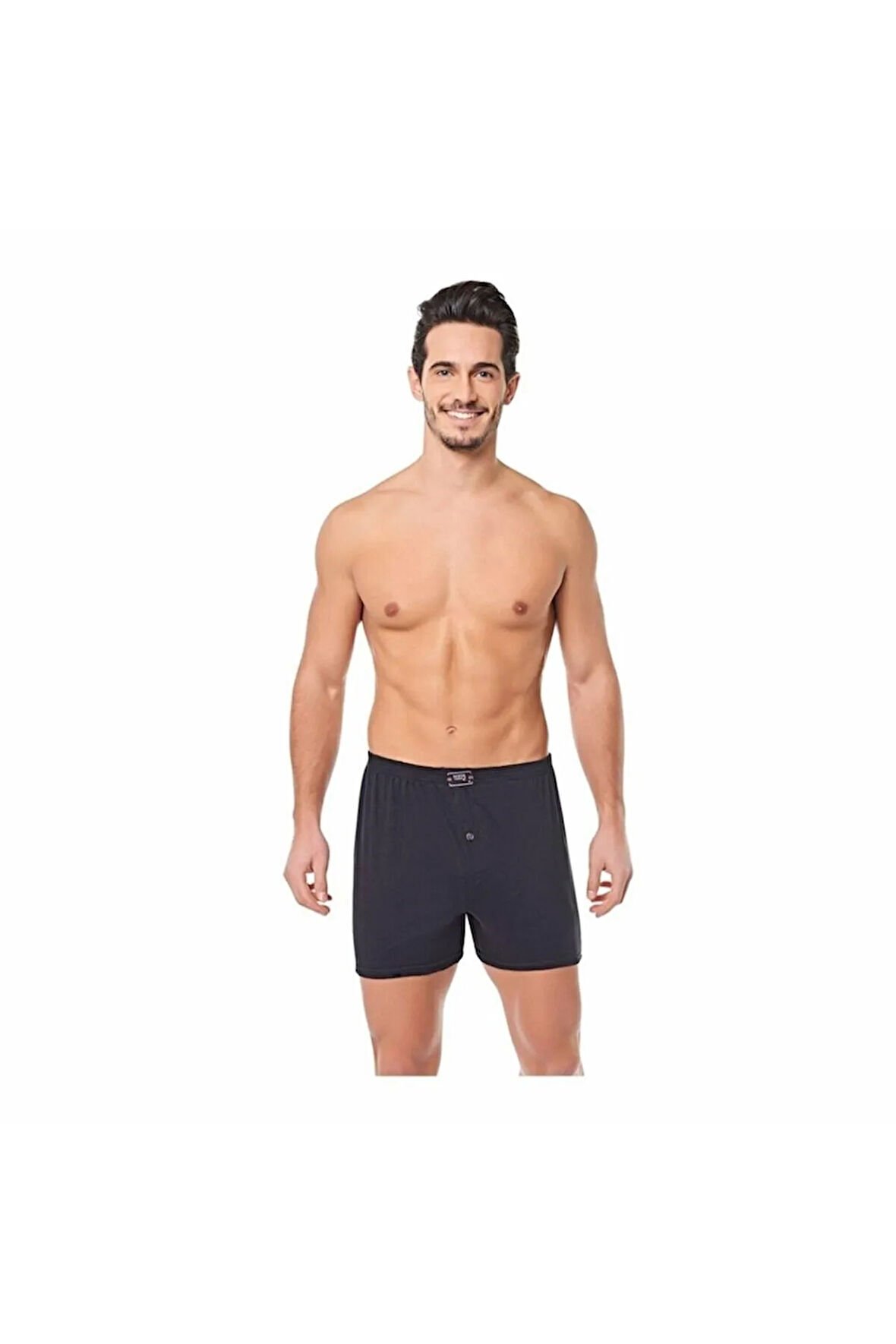 6 Adet Yıldızı Pamuklu Penye Düğmeli Erkek Boxer