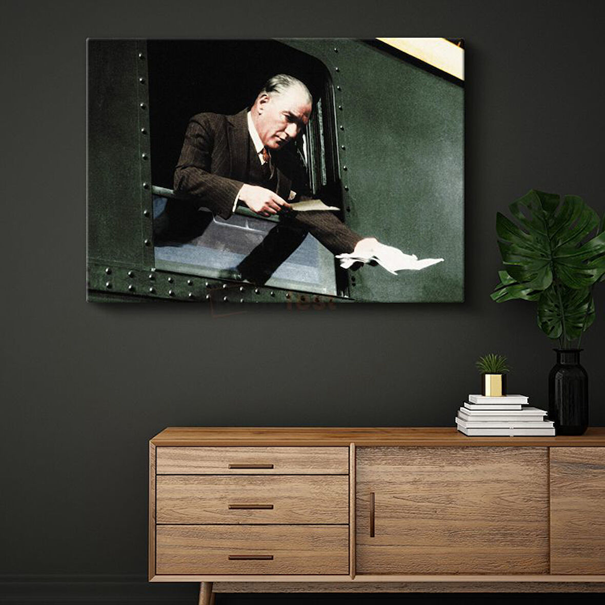 Atatürk ve Tren Yolculuğu - Vatan Gezisinde Kanvas Tablo