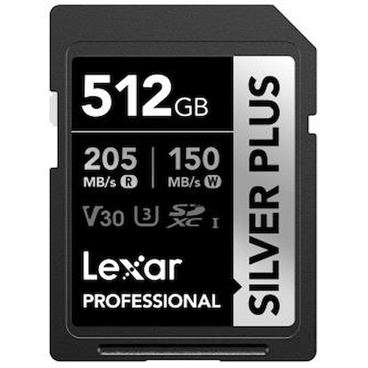 Lexar 512GB Silver Plus SD UhsI V30 U3 205MB/S Hafıza Kartı