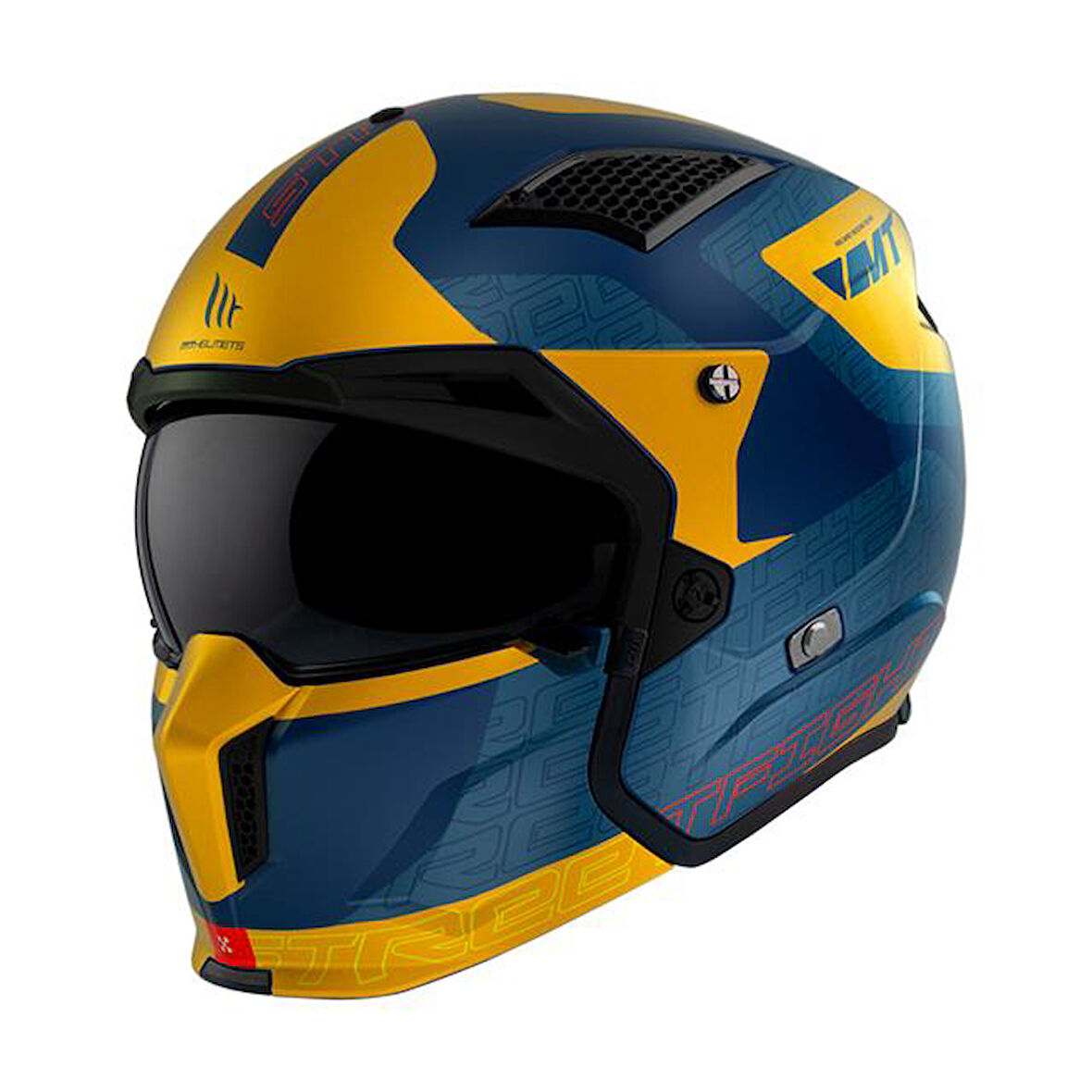 Mt Streetfıghter Sv S Totem C3 Çene Çıkartılabilir Kask Mat Sarı-mavi LARGE