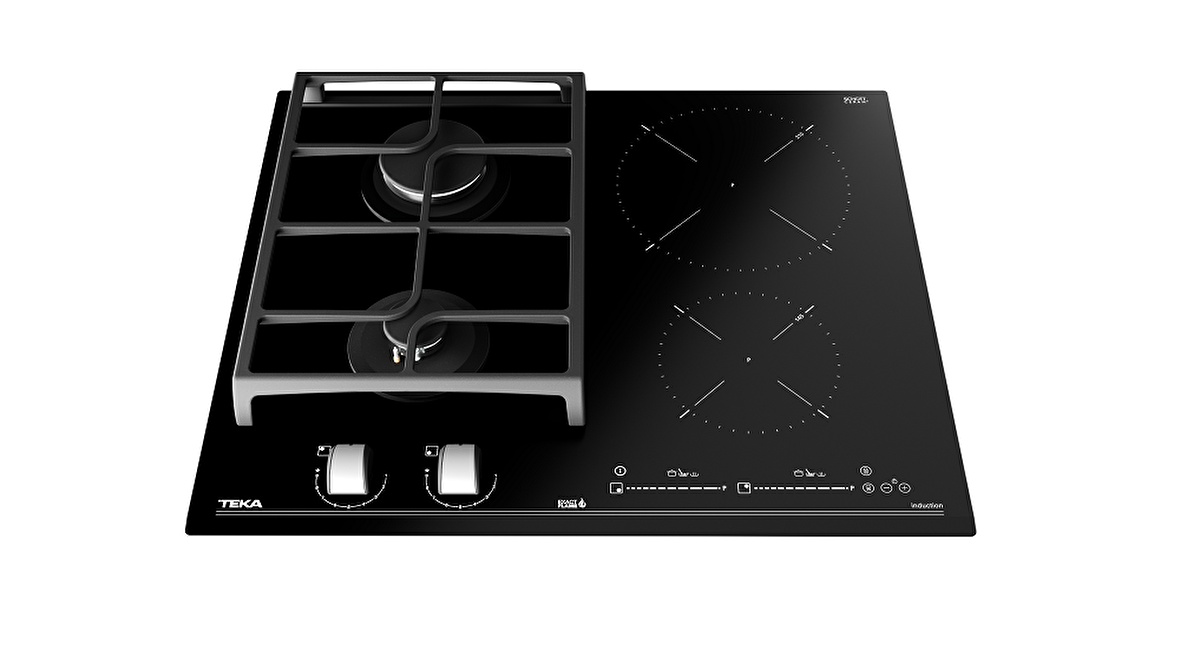 Teka - JZC 64322 ABC BK - Ankastre Kristal Cam Gazlı & İndüksiyonlu Ocak - Döküm Izgara - Siyah - 60 cm - 112570203