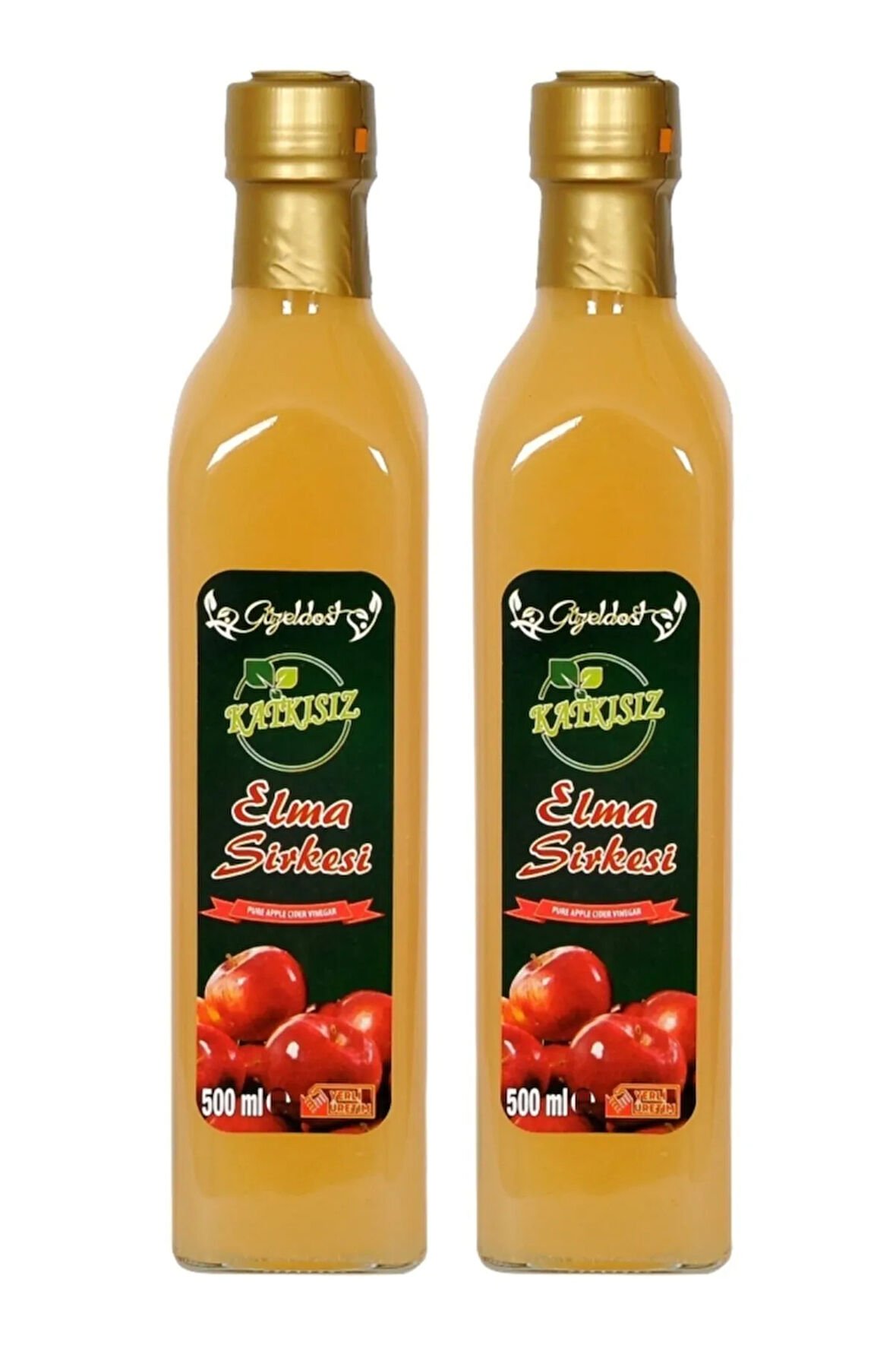 Elma Sirkesi 2x500 ml - %100 Katkısız Doğal | Geleneksel Ev Yapımı