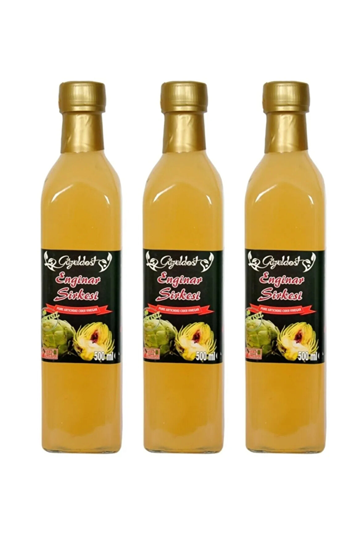 Enginar Sirkesi 3x500 ml - %100 Katkısız Doğal | Geleneksel Ev Yapımı