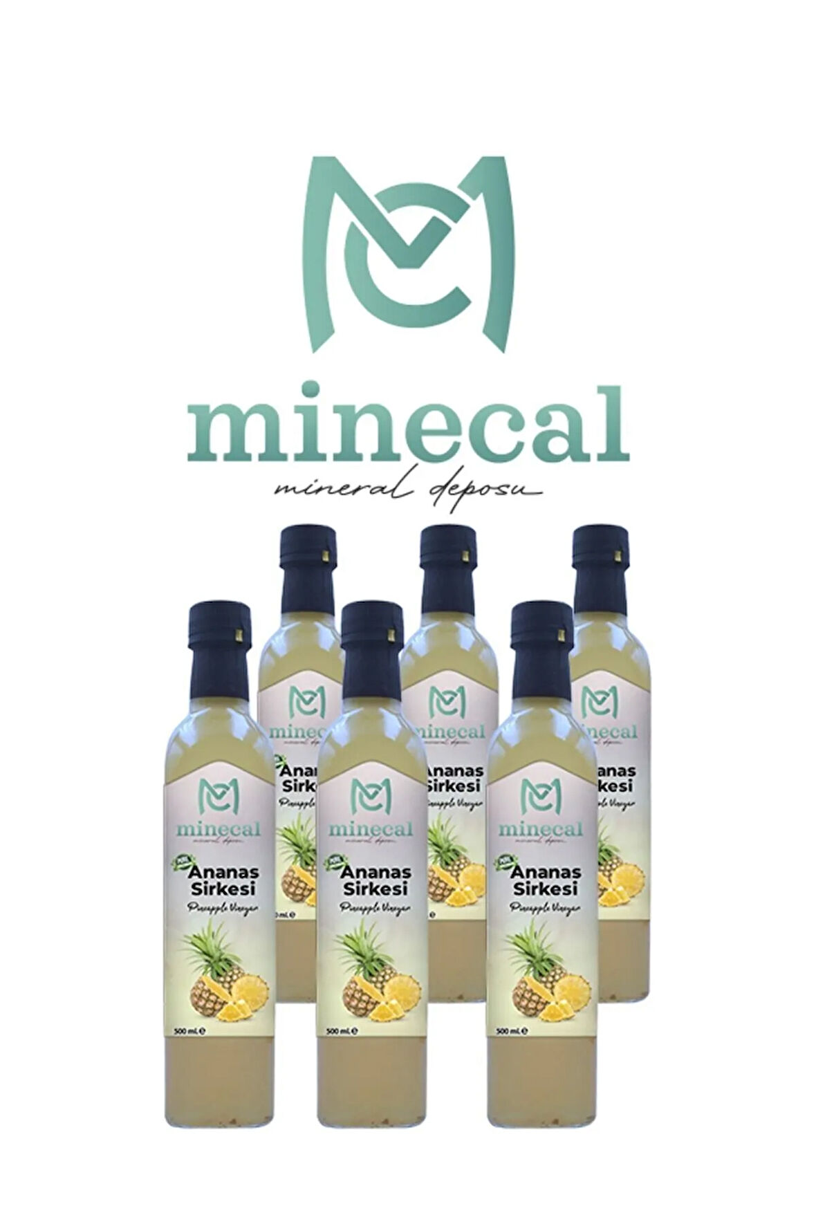 Ananas Sirkesi 6x500 ml – %100 Katkısız Doğal | Şekersiz | Koruyucu Içermez
