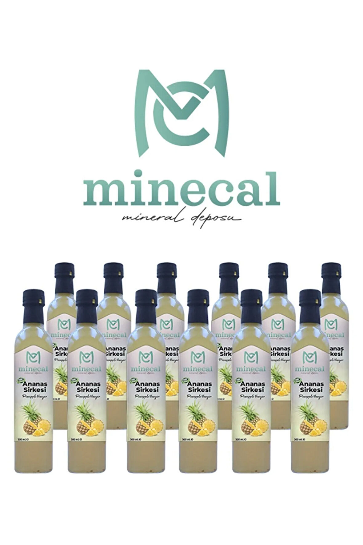 Ananas Sirkesi 12x500 ml – %100 Katkısız Doğal | Şekersiz | Koruyucu Içermez