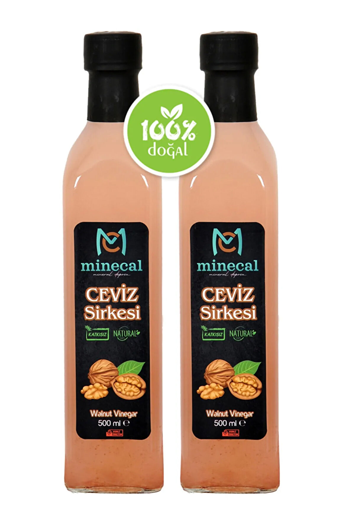 Ceviz Sirkesi 2x500 ml – %100 Katkısız Doğal | Şekersiz | Koruyucu Içermez