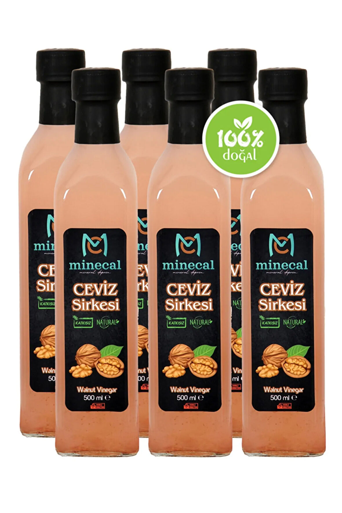 Ceviz Sirkesi 6x500 ml – %100 Katkısız Doğal | Şekersiz | Koruyucu Içermez