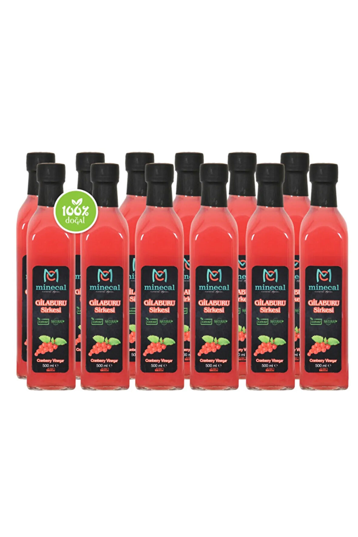 Gilaburu Sirkesi 12x500 ml – %100 Katkısız Doğal | Şekersiz | Koruyucu Içermez