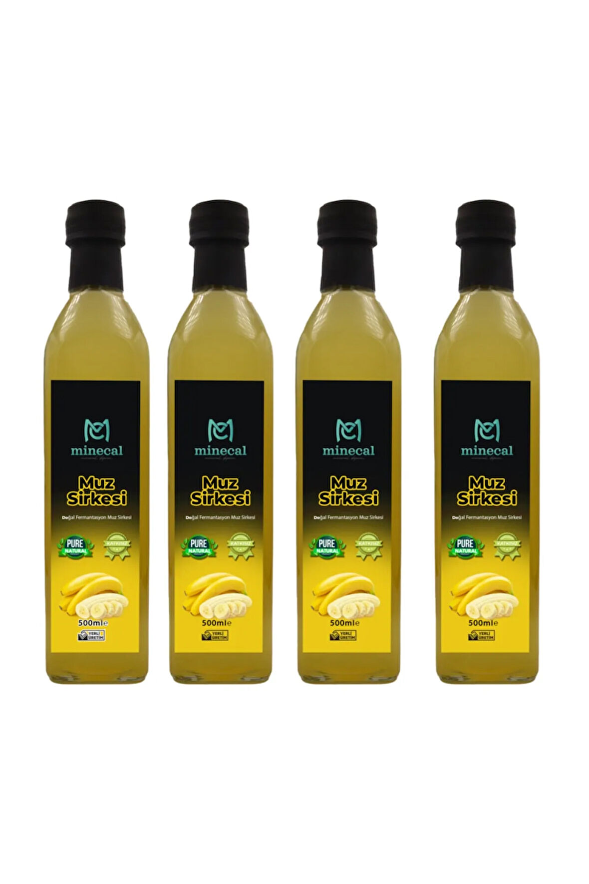 Muz Sirkesi 4x500 ml – %100 Katkısız Doğal | Şekersiz | Koruyucu Içermez