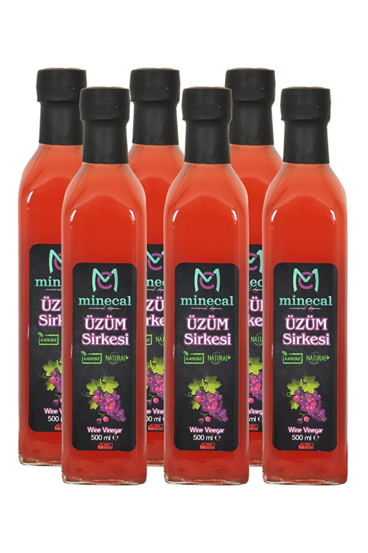 Üzüm Sirkesi 6x500 ml – %100 Katkısız Doğal | Şekersiz | Koruyucu Içermez