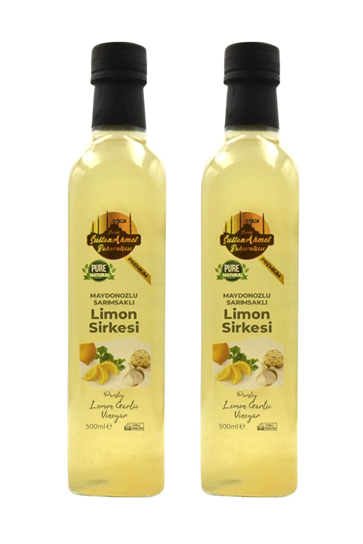 Maydanozlu Sarımsaklı Limon Sirkesi 2x500 ml – %100 Katkısız Doğal | Özel Üretim