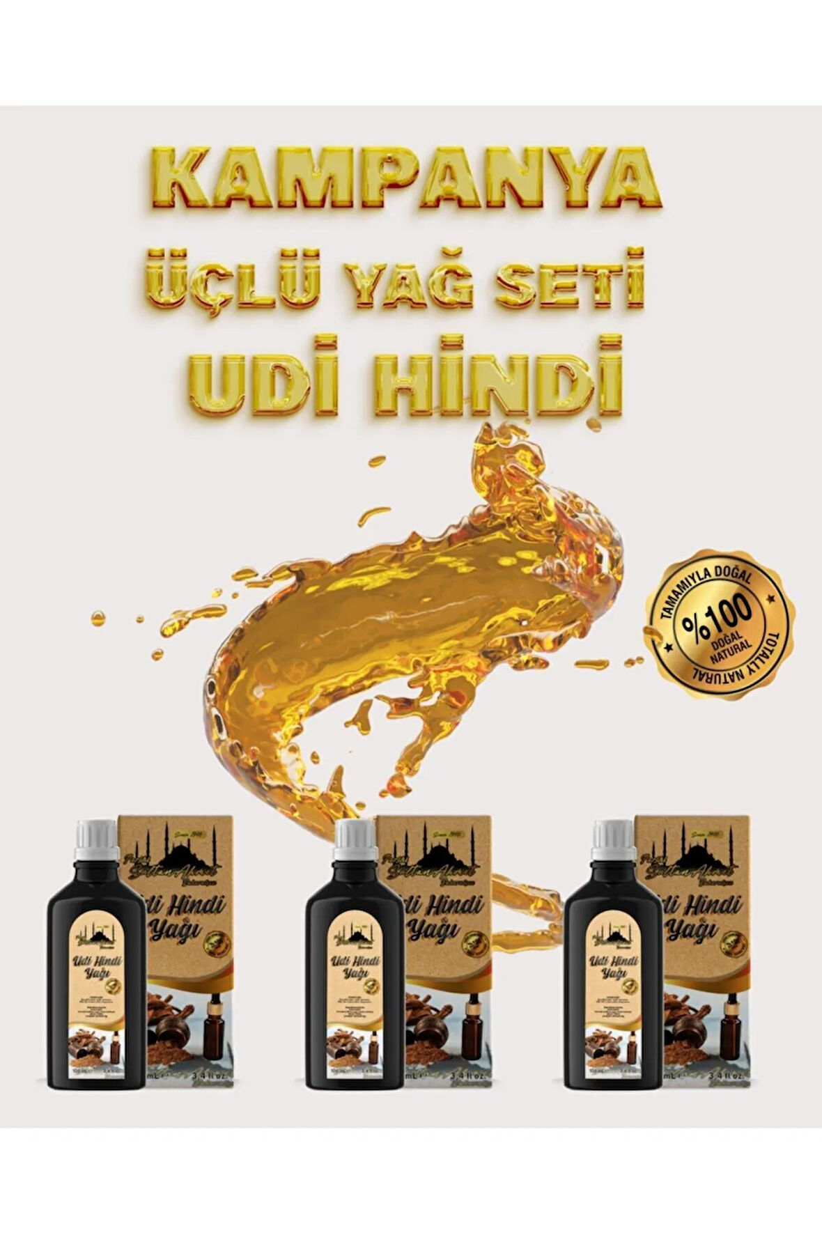 Saf Udi Hindi Yağı 3x100 ml | Soğuk Sıkım Doğal Yağ | Katkısız Özel Üretim