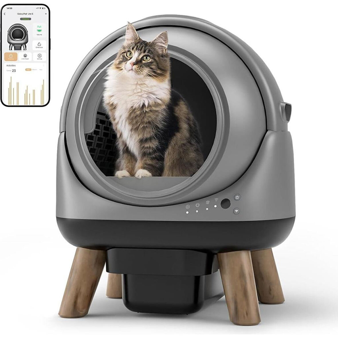 Els Pet Otomatik Koku Kontrollü Akıllı Kedi Tuvaleti 65 Lt